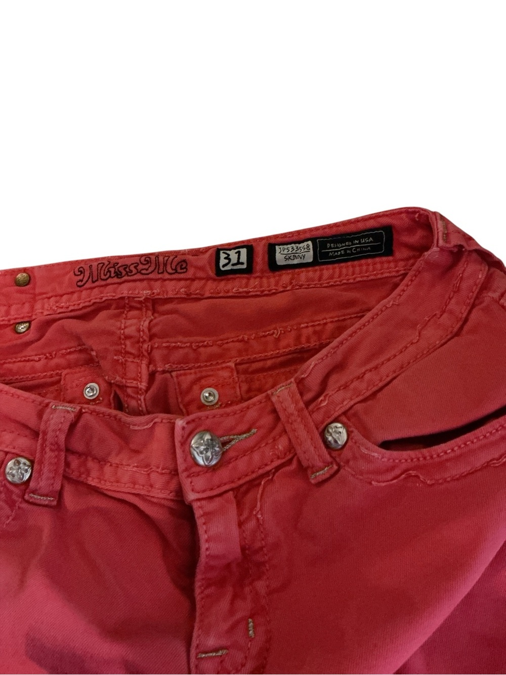 Miss Me Women's Coral-Red Skinny Jeans